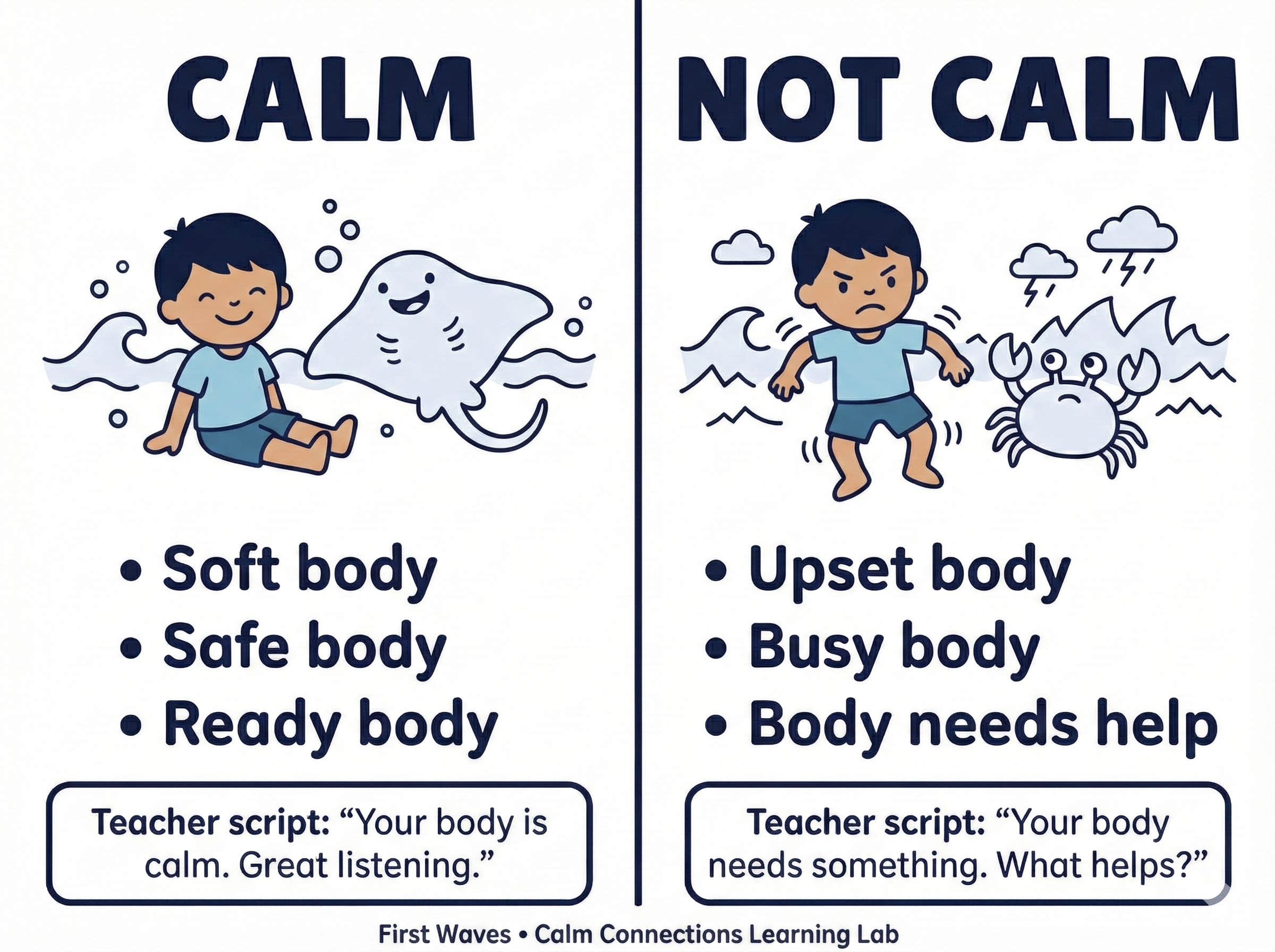 First Waves 2-Zone Visual (Calm / Not Calm)